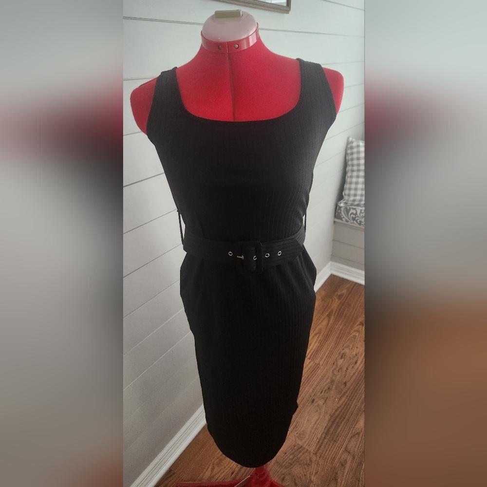 Midi Ribbed Dress With Belt